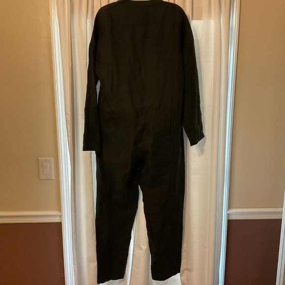 The Shanty Corporation Jumpsuit S Blue-Gray Button Front Long Sleeve Pockets - Picture 5 of 10